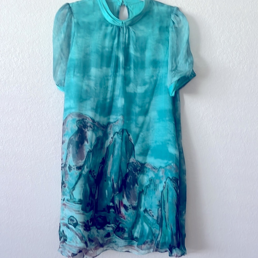 Very rare Queen Mulock Silk abstract Midi
Dress Size XL Fits Size L/M, like new - Picture 9 of 9
